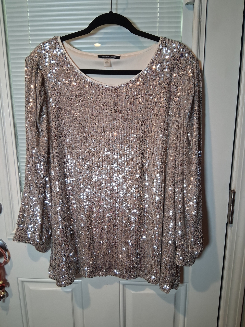 sku347 Cable & Gauge Silver Sequin Long Sleeve Tunic Size 3x
